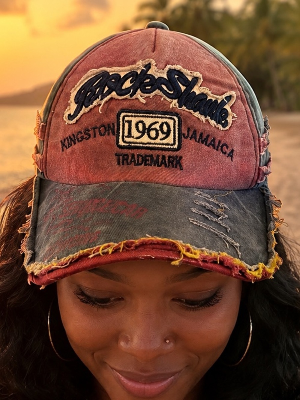 Distressed vintage look by design cap - Rock & Shark, Kingston, Jamaica, 1969